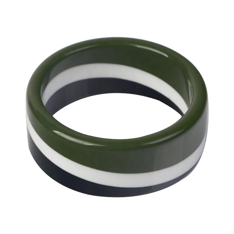 Customized Autumn Winter Three Tone Colour Stripe Plastic Craft Minimalist Resin Bangle Bracelets Jewelry