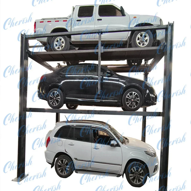 triple car stacker parking lift platform car storage for warehouse