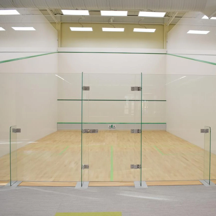 Guangdong CE certified 12mm tempered glass for squash  court Paddle court glass