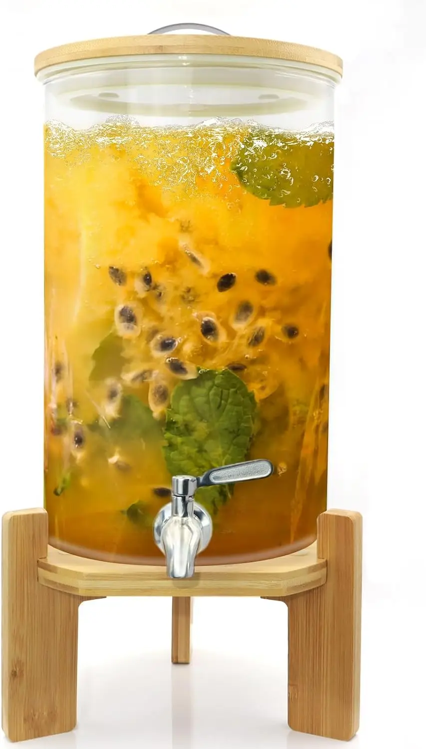 Glass Drink Dispenser with Stand Glass Beverage Dispenser with Spigot