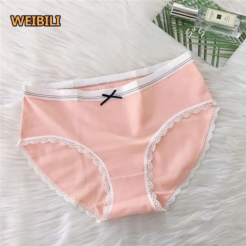Lace fashion sexy large size Mid Waist cotton women Panties