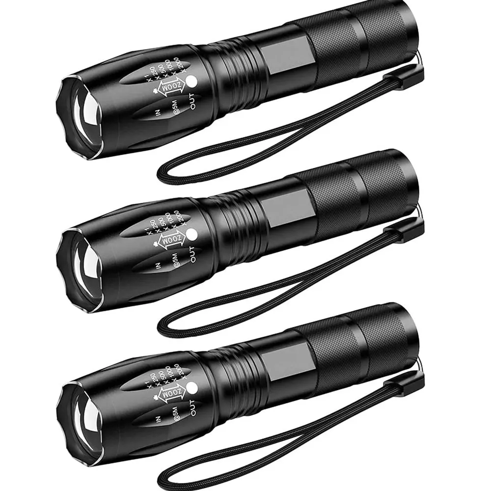 LED Tactical Flashlight,2000 Lumens XML-T6 Zoomable Adjustable Focus, IP65 Water-Resistant, Portable, 5 Light Modes