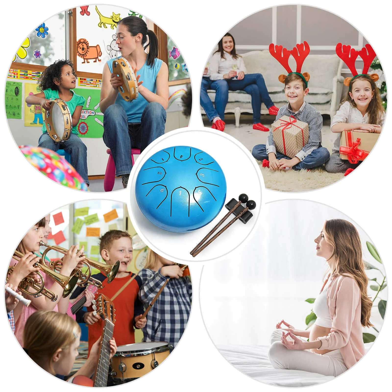 Steel Tongue Drum 8 Notes 6 Inches Tank Drum With bag Music Score for Musical Education Yoga Home handpan