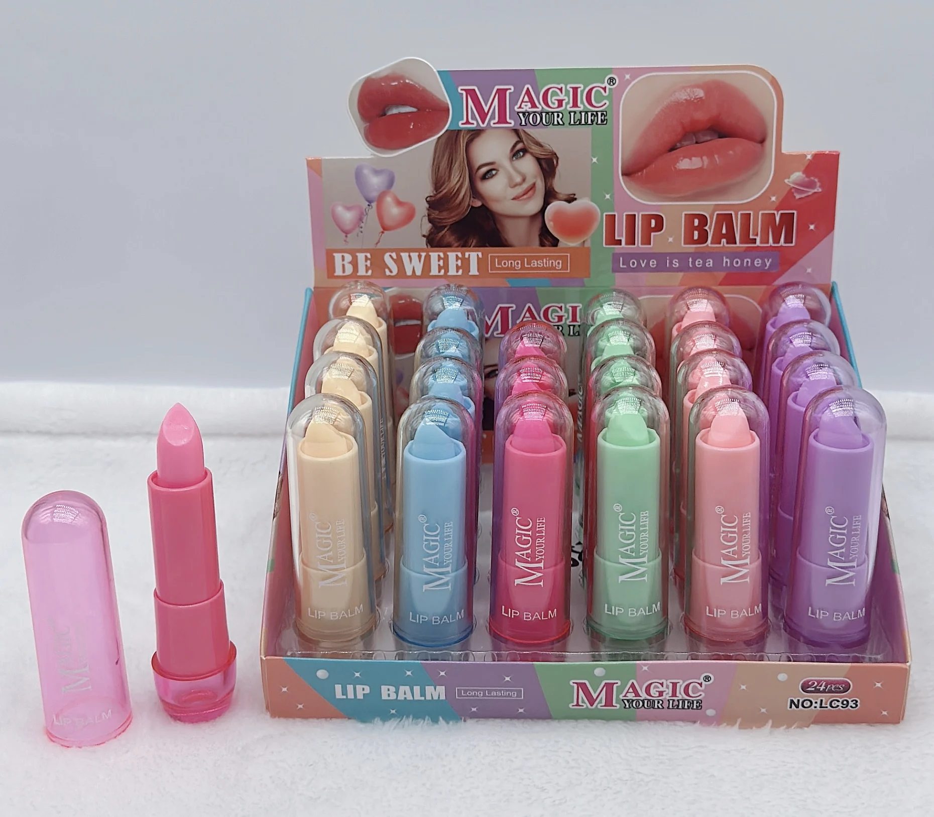 LB015B Natural Fruit organic vegan Cute kids Lip balm Moisturizing korea cosmetic rose flower wholesale lovely Lip balm for kids