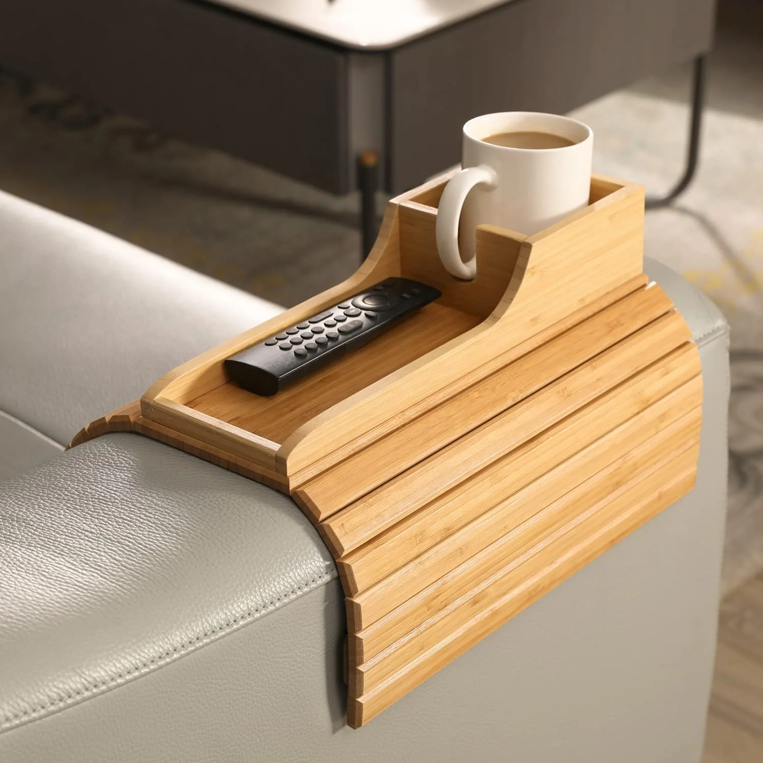 New design best-selling natural folding bamboo sofa with roller coaster armrests versatile bamboo sofa armrest tray