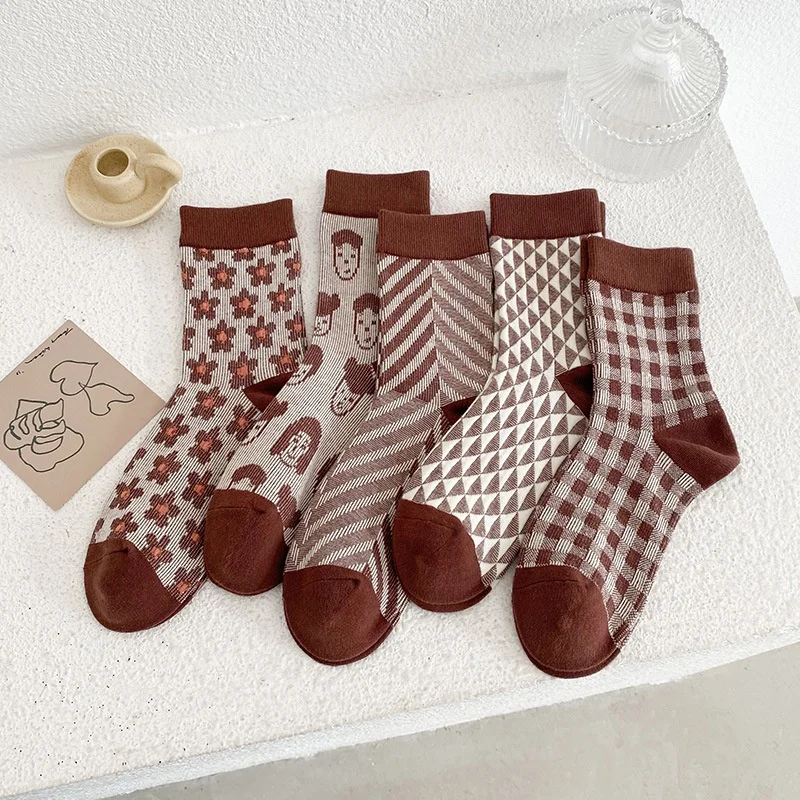 Fashion Women Socks Cotton Plaid Jacquard Glitter Crew Socks For Girls Ladies