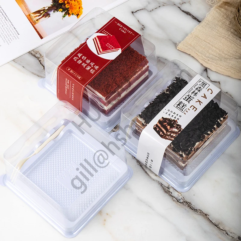 Customizable Cake Slice Box Blister Cake Packaging Box Cheese Cake Box Rectangular Plastic PET Plastic Food Customize