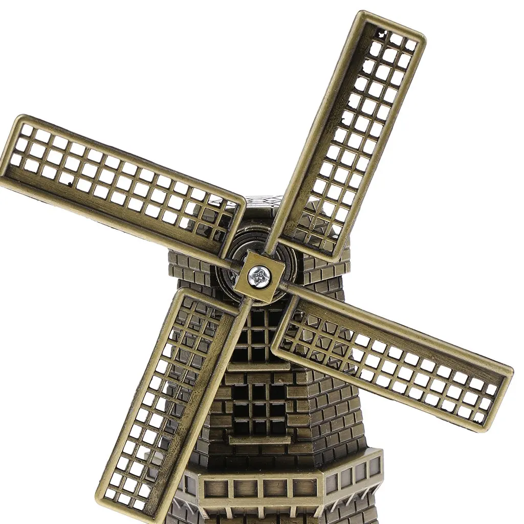 18cm(7 Inch) Antique Bronze Dutch Windmill Model Metal Figurine Furnishing Article Holland Windmill Home Decor Ornament