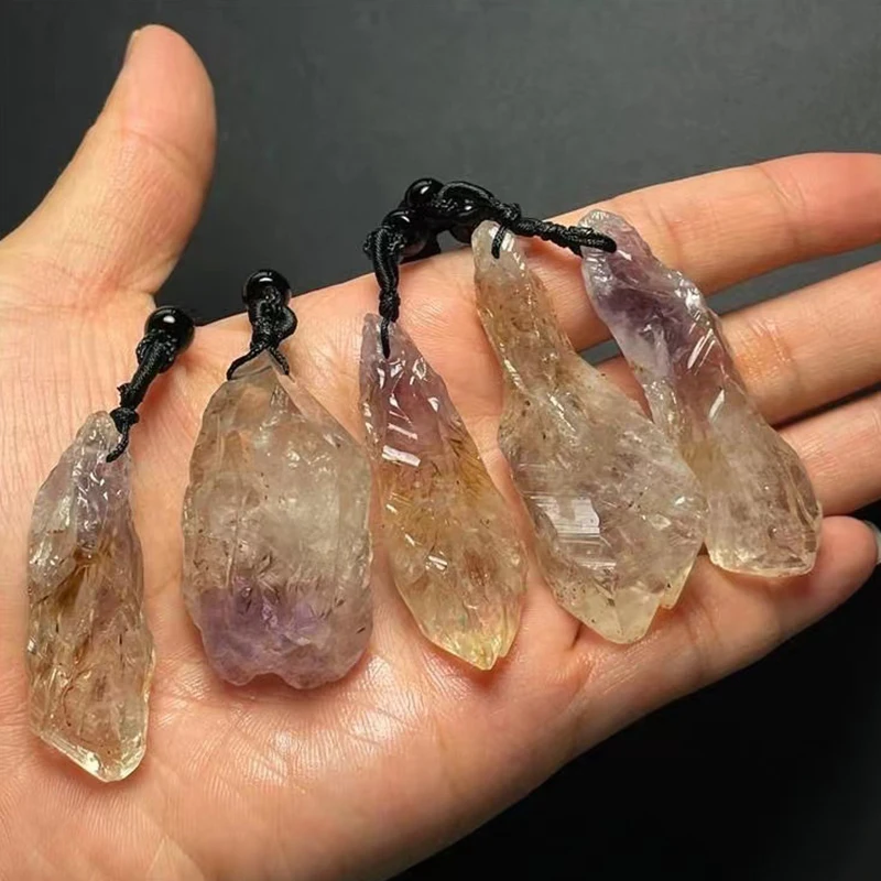 Natural Titanium Crystal Rutilated Quartz Backbone Pendant Raw Super Seven Amethyst Crystal Stone Pendant