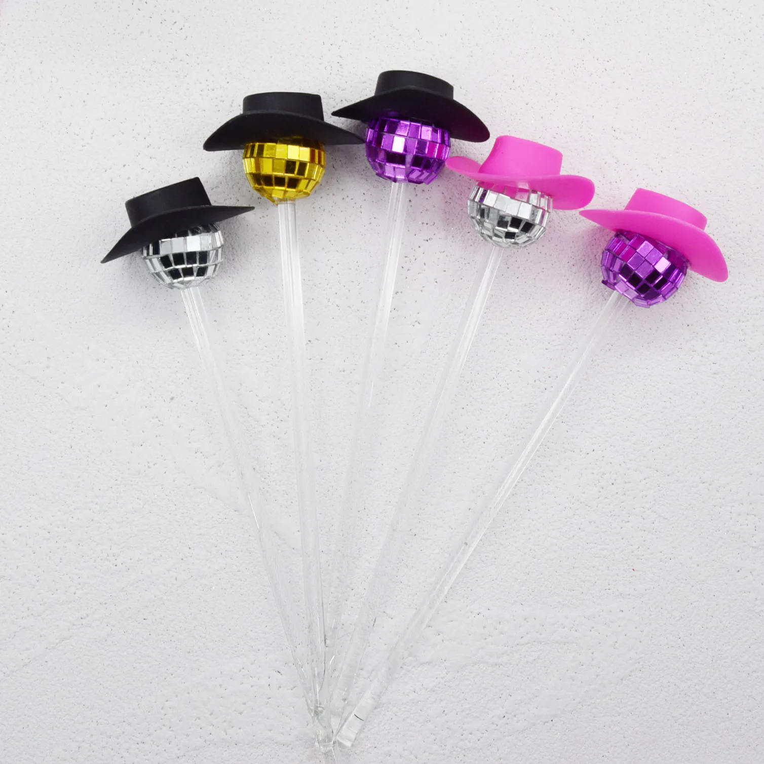 new arrivals silver red green blue club dj wedding cocktail decorations mirror disco ball drink stirrers