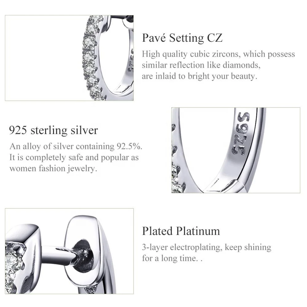 GE05 Luxury Hot 14K Gold Plated Cubic Zirconia Cuff Earrings 925 Sterling Silver Huggies Stud Hoop Earrings for Women