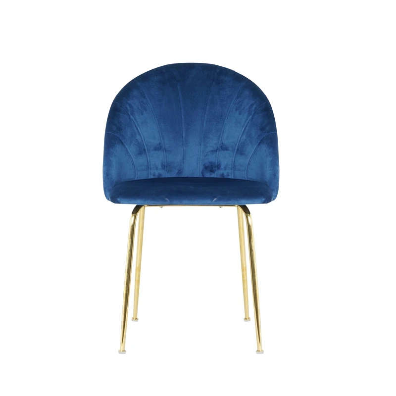 Factory Custom modern velvet upholstered fabric dining chair with golden chrome legs