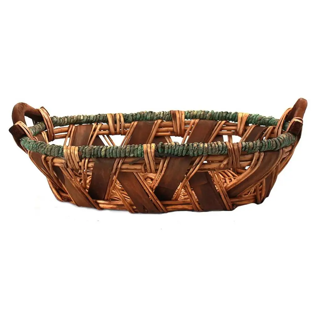 China Manufacturer Hand Weave Oval Shape Willow Material Basket Natural  Wicker Tray