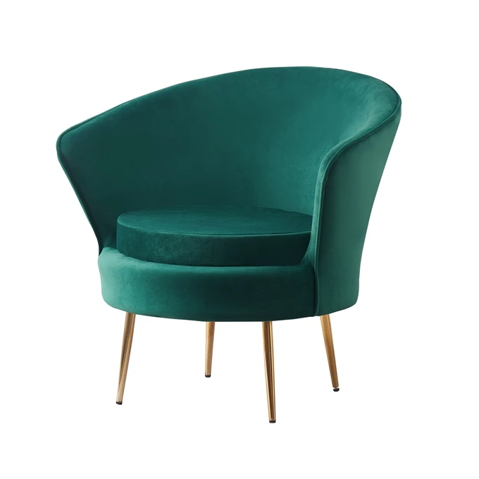 cheap high quality Modern living room furniture petal chair back modeling velvet fabric metal feet living room armchair sofa