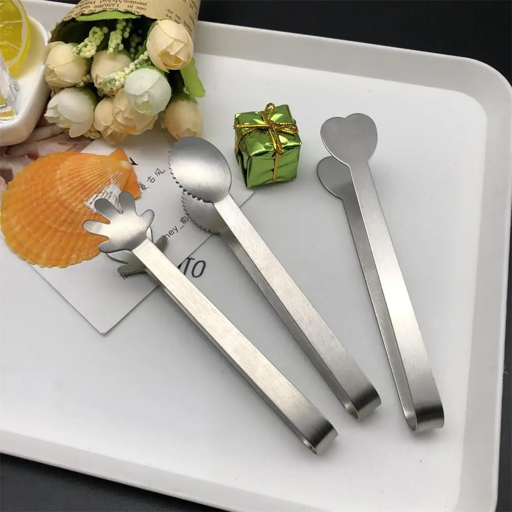 Kitchen gadgets customized promotion gifts cheap mini long food tong BBQ sugar tong stainless steel ice tong