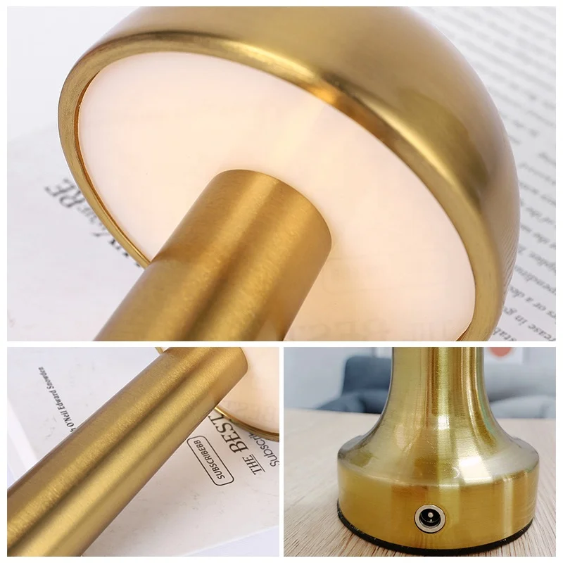 Touch Control USB Charging Latest Rechargeable Nordic Gold Metal Retro Bar Table Lamps