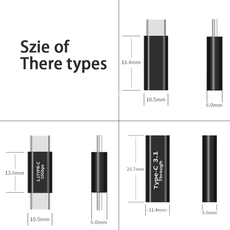  Мини USB Type-C USB-C Расширение муфта адаптер мужской/женский на обоих концах для подключения внешних устройств к/женский разъем штепсельные вилки до 10