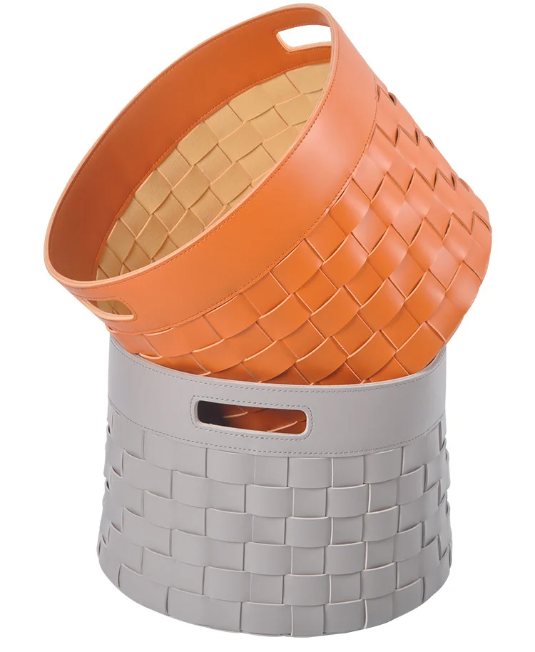 2022 China Hot Selling Leather Woven Storage Basket Bag Laundry Item Storage