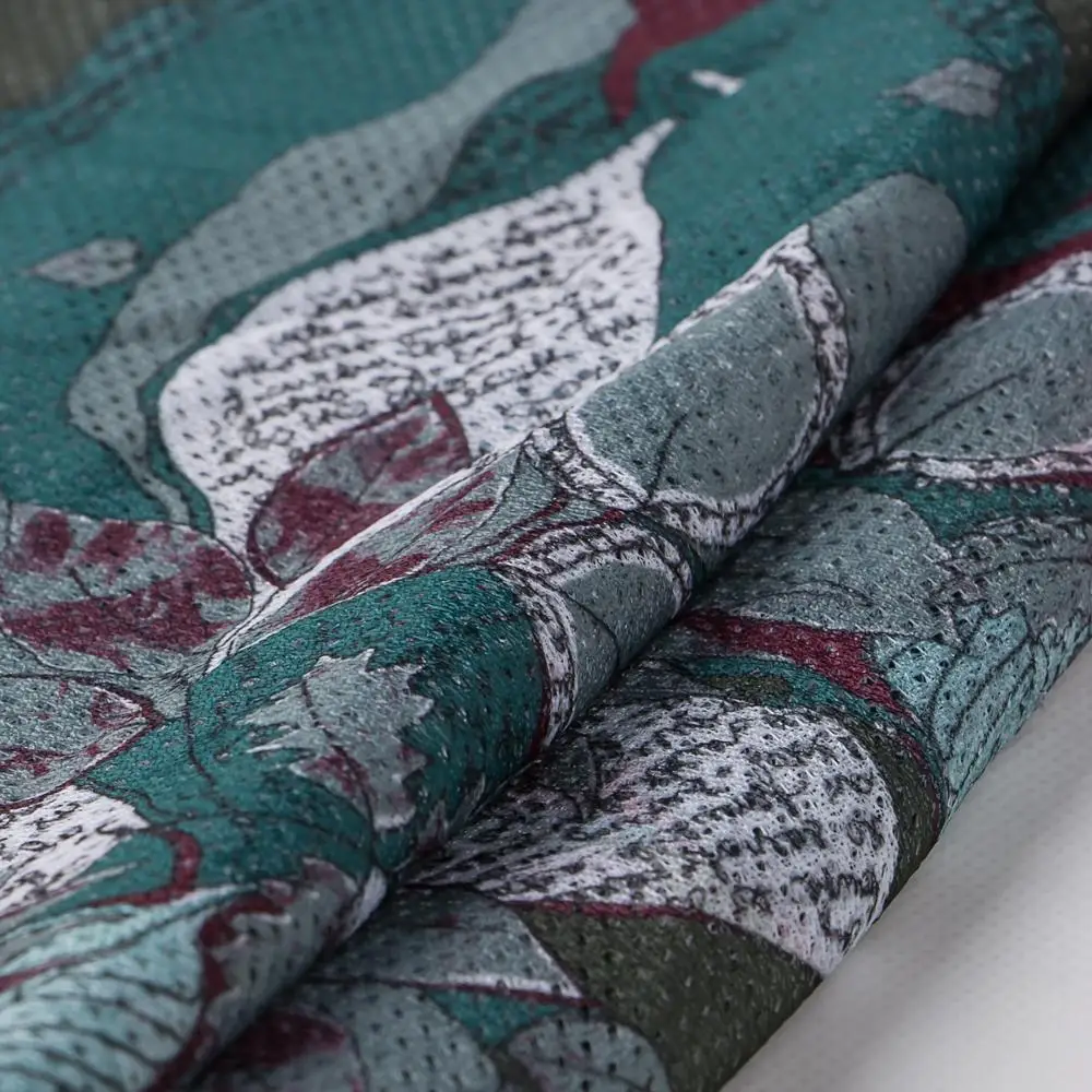 batik  RPET with GRS Certificate  wholesale knitted pineapple print textile fabric LEATHER BISON FABRIC