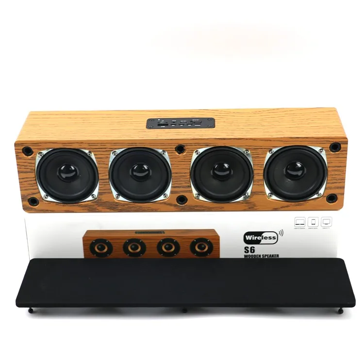 Wooden Bt Speaker Music Acoustic System Hifi Stereo Music Surround Outdoor Speaker With Fm Radio