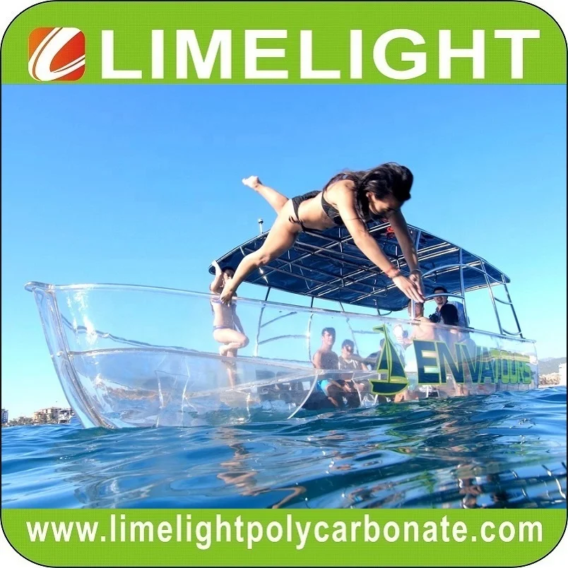 LIMELIGHT кристально чистая лодка для экскурсий стеклянная нижняя Просвечивающая гребная с крышей и двигателем экскурсии