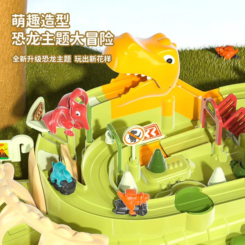 DIY Electric Railway Track Racing Toys Table Games Vehicle Car Adventure Toy Dinosaur Race Track For Kids Boy