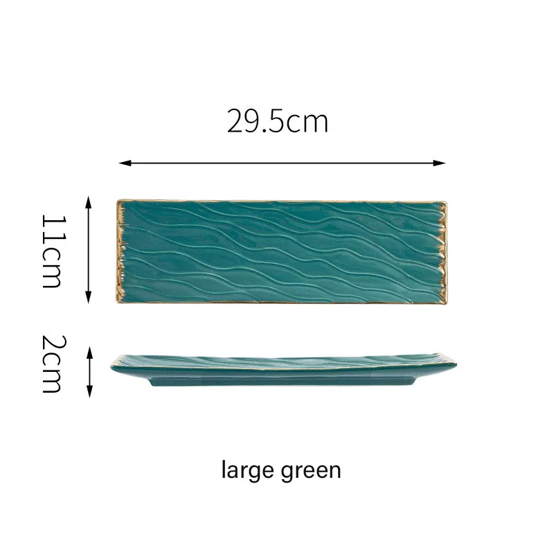 Nordic rectangular pink green fruit plate Flat ceramic Japanese sushi dessert deluxe dinner garnish plate