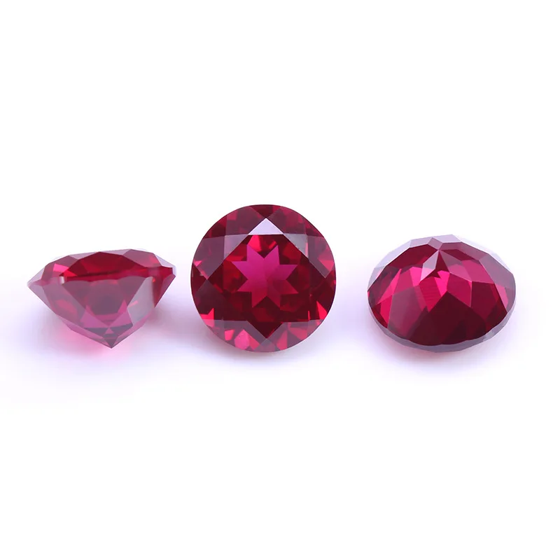 Wholesale Lab Grown Ruby Gemstone Round Ceylon Cut Ruby Customized Synthetic Gems Jewelry