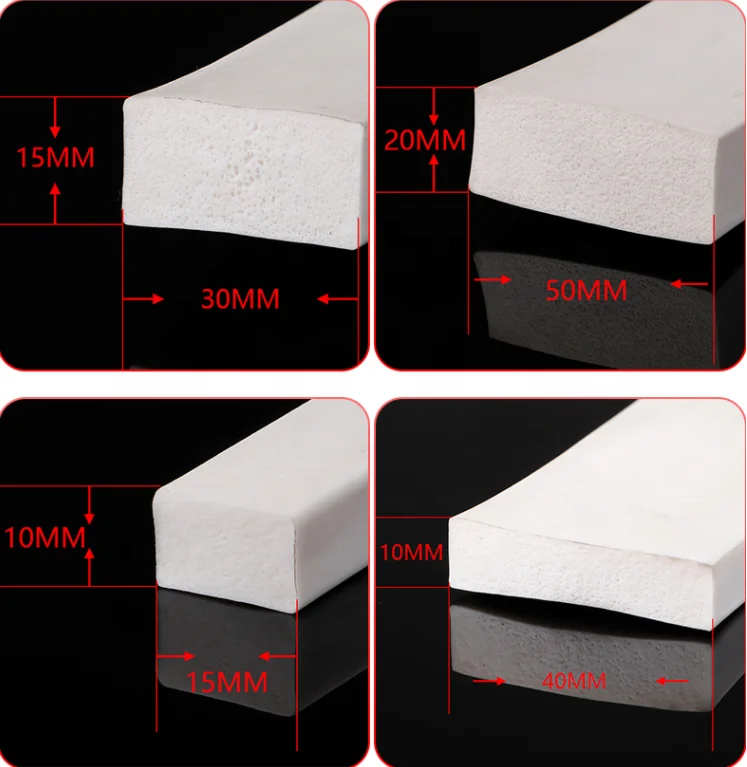 High Temperature  Heat Resistant Silicone Rubber Strip Sponge Foam Sealing 12*12mm