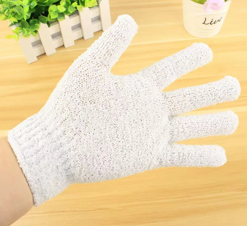 Eco Friendly Bamboo Charcoal Bath Gloves Soft Mesh Body Exfoliating Brushes Glove Mitt