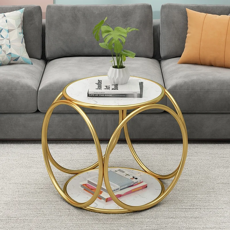 Modern Luxury Marble Glass Side Tables With Metal Frame For Living Room Tea Table Coffee Tabld