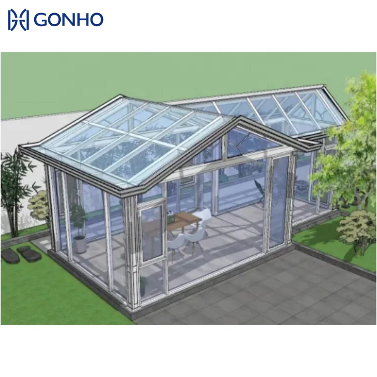 GONHO House Garden Glass Insulating Double Triangle Roof Electric Control Louver Winter Stain Sunroom