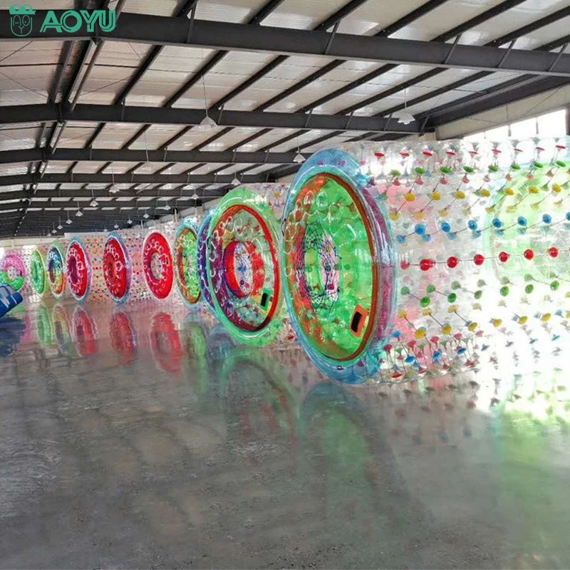 Inflatable Water Walking Roller Floating PVC TPU Roll Toys Bubble Running Balloon Wheel Large Tubes Boat Pumper