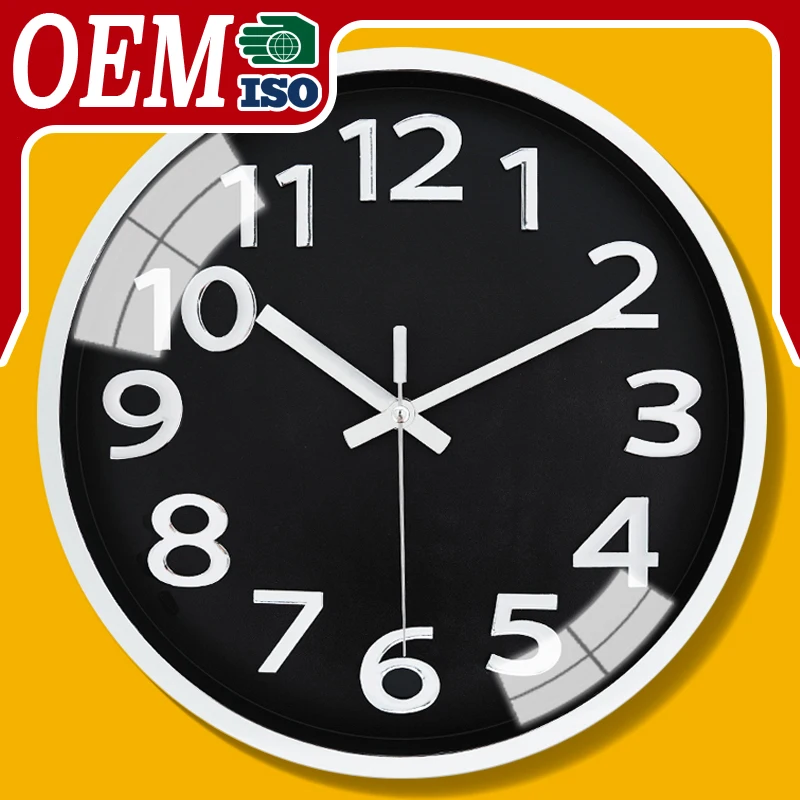 12 inch Modern decorative plastic Wall clock custom logo 3D digital Wall clock