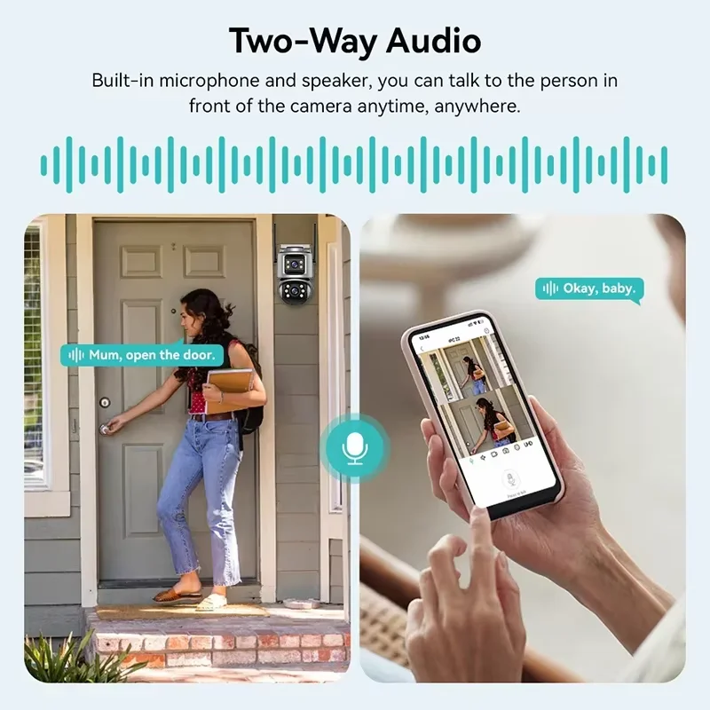 Outdoor PTZ Camera With 4K 8MP HD Wifi IP Camera Dual Screen Auto Tracking Wireless Security Protection CCTV Surveillance iCSee