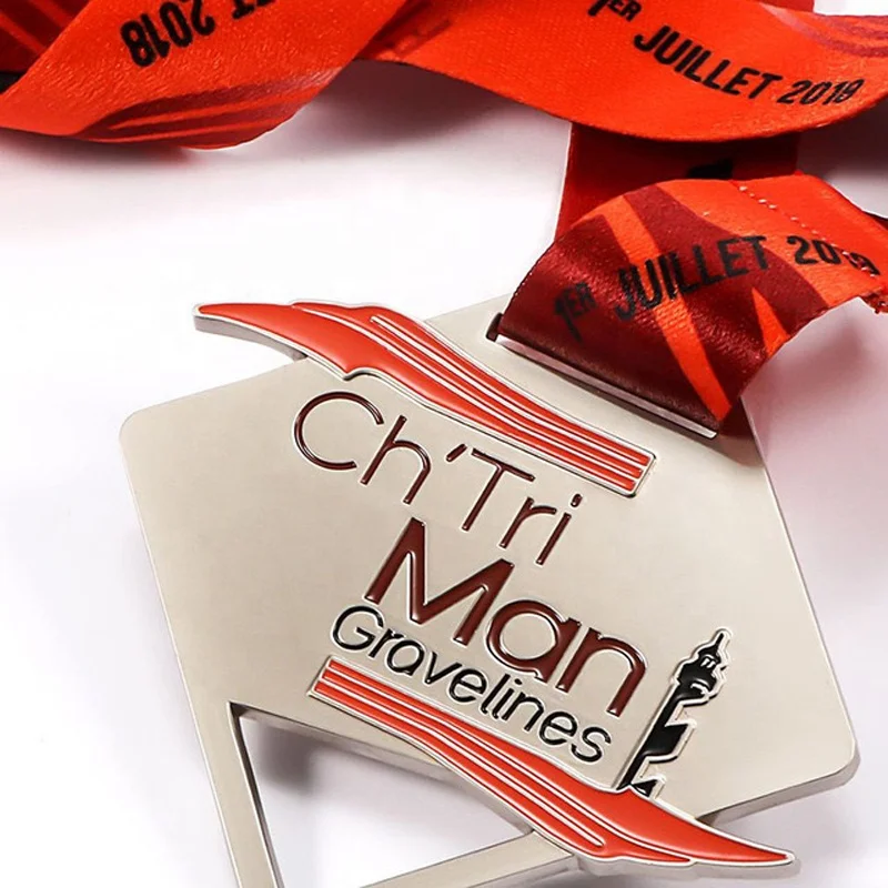 Manufacturer OEM Matte Nickel Plating Cycling Bike Medal with Ribbon