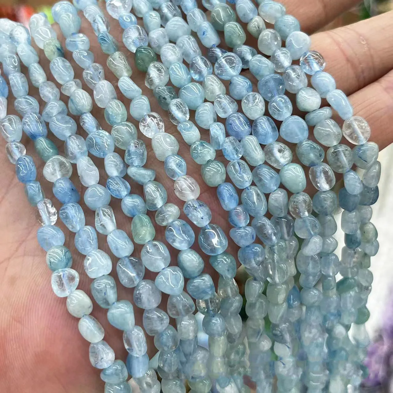 Aquamarine Rose Quartz Amethyst Tourmaline Strand Natural Gemstone Loose Beads 6-8MM Free Form Oval Tumbled Pebble Gem Stone