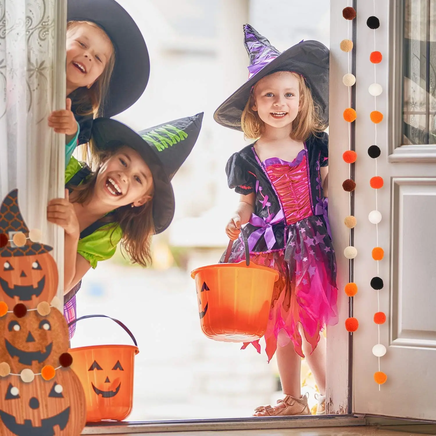 2024 new hot chic 2 pack gorgeous fireplace haunted house halloween themed horror party decor felt black bat garland banner