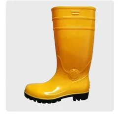 PVC rain boots for men and women with steel soles Yellow rain shoes, anti-skid and wear-resistant construction site water shoes,