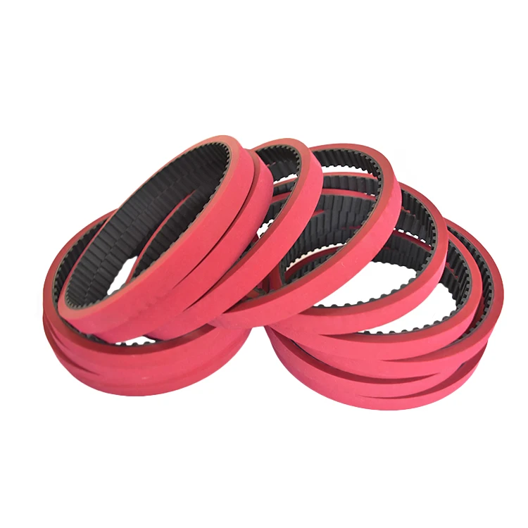 Professional customized high quality Seamless T10 red rubber coating timing belt for pulling filim machine
