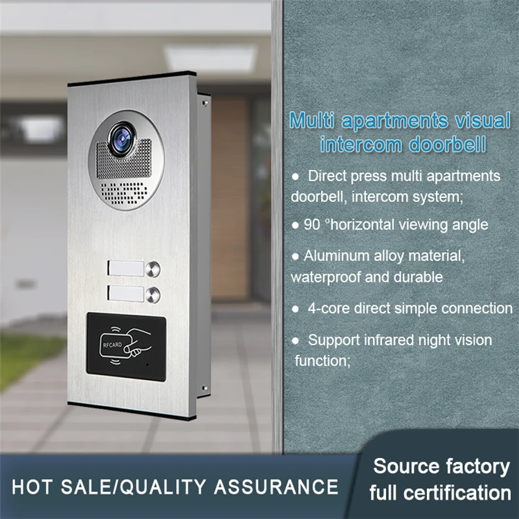 2 Buttons for Multifamily Factory Direct Doorbell with Waterproof Camera 7-inch Touch Monitor video Intercom System