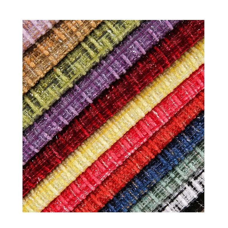 Hot Sale Wholesale Elegant Soft Textile  colourful Tweed  Knit Plaid Polyester Fabric for Lady Dress Suit Garment