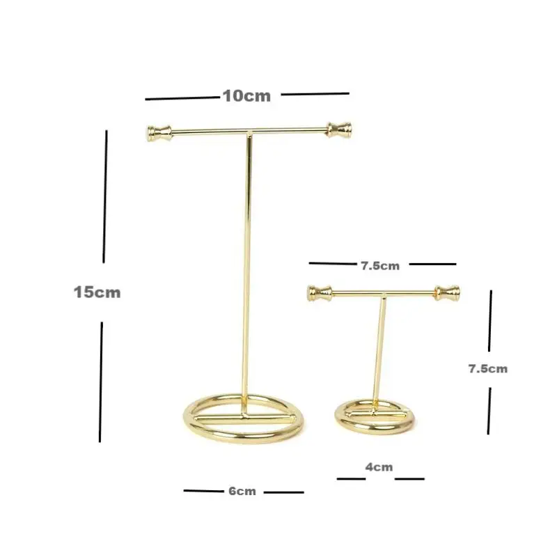 GP 50P T shape jewellery stable gold plated metal earrings stand jewelry display stand wholesale Buy one big get one small free