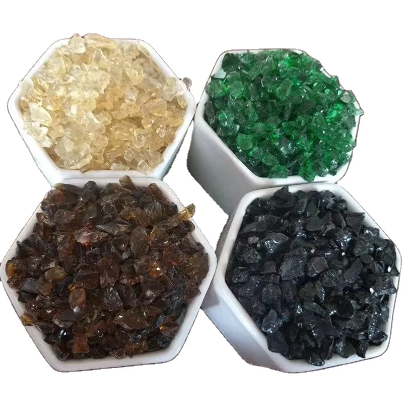 Supply mirror sand garden aquarium micro landscape decoration with colored glass gravel colored glass rock can be processed