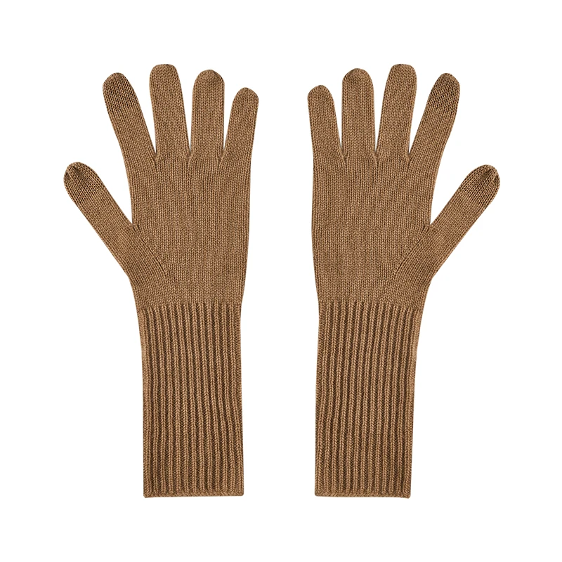 High Quality Cashmere Gloves Unisex 100% Cashmere Knitted Gloves Pure Color Soft Comfortable With Ribbed Cuffed