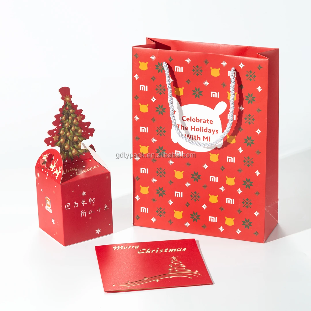 Wholesale Custom Printed Reusable Bio-Degradable Christmas Gift Bag Embossed Paper Packaging Shopping Bags