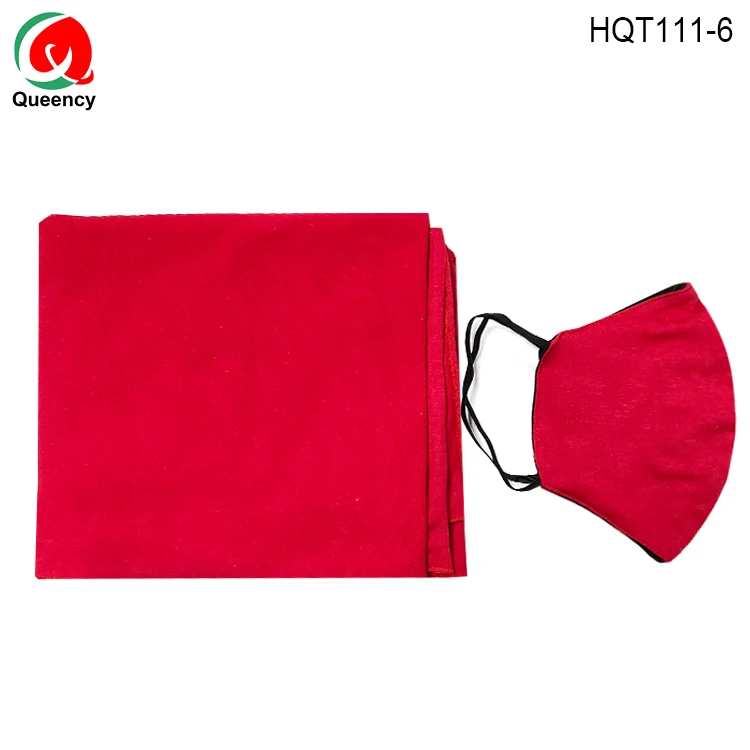 Queency 2021 New Design African Jersey Cotton Headties Mas k Set Solid Color Headwrap Matching Mas k for Unisex