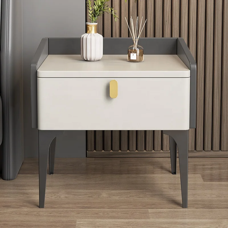 Роскошный современный ящик для хранения с металлической ручкой черный шкаф прикроватная