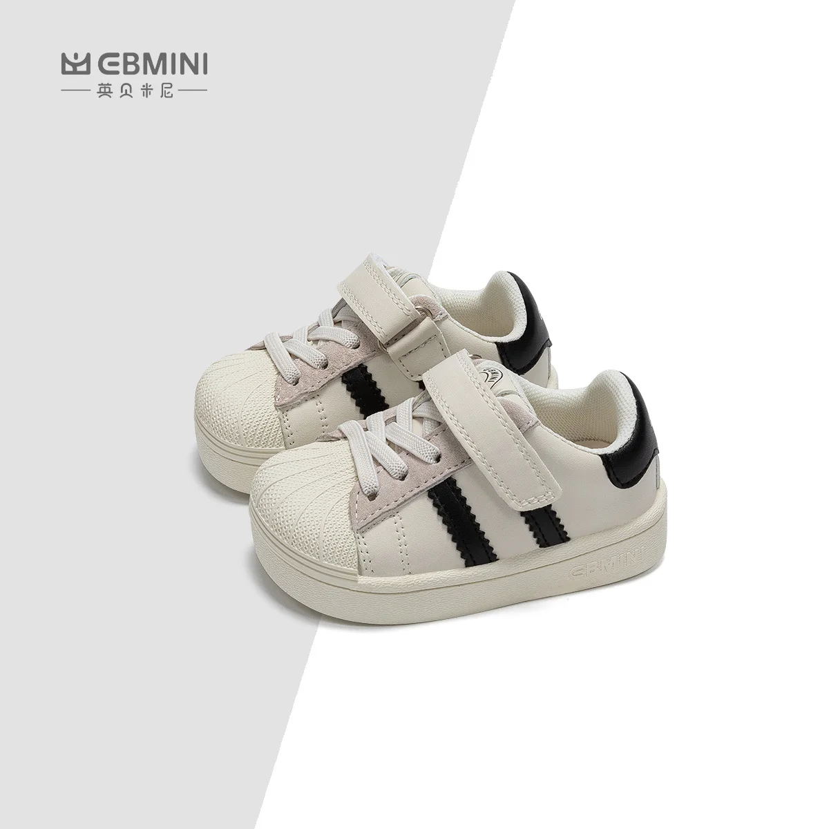 EBMINI children casual board shoes soft-soled low cut boys white shoes autumn new shell shape toe cap girls baby shoes