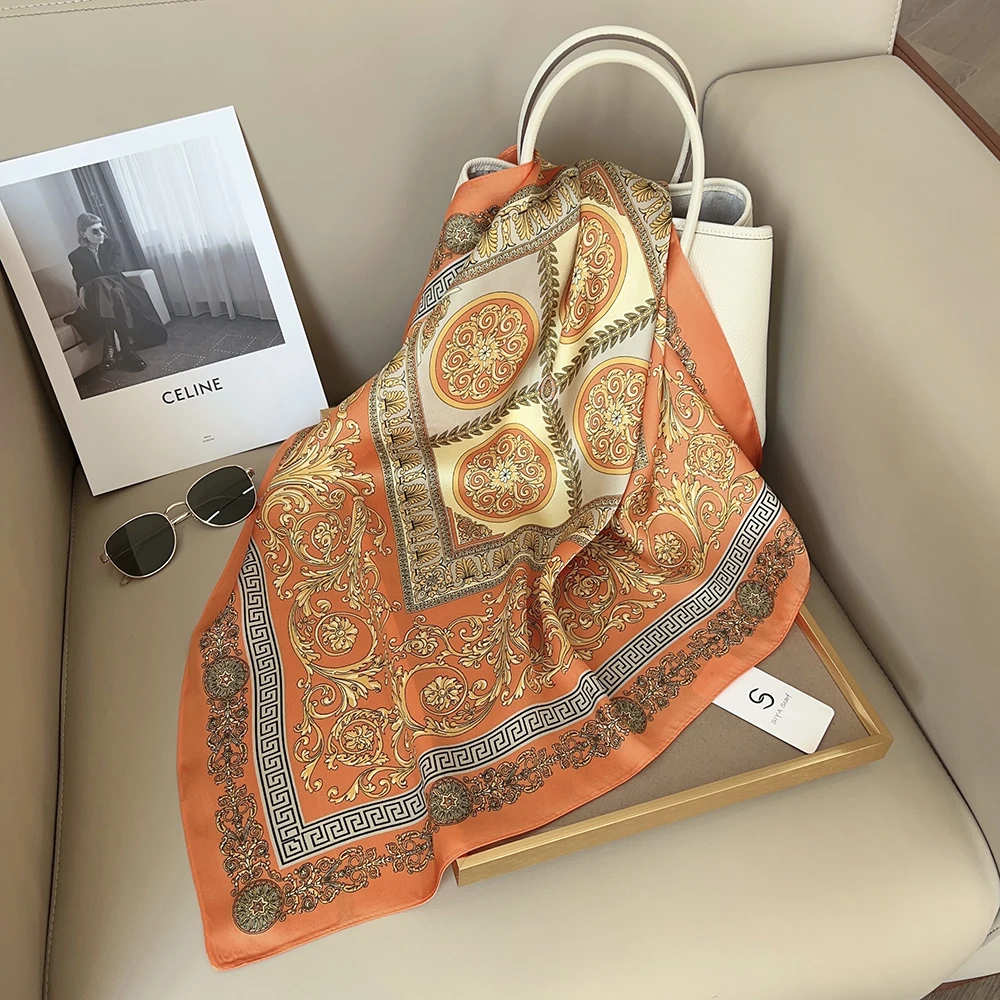 Wholesale 2024 New Styles 70*70cm  Silk Square Head Hair Scarves neck Tie Scarf Bandanas Women